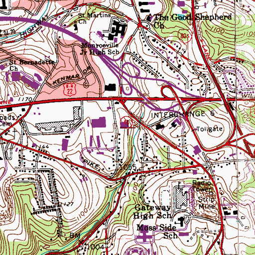 Topographic Map of Howard Johnsons Motor Lodge Airport (historical), PA