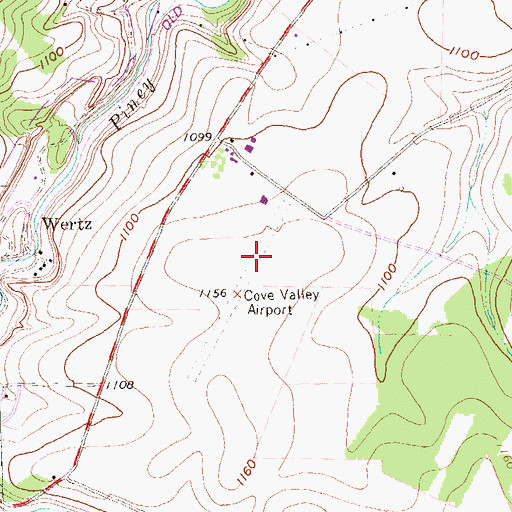 Topographic Map of Cove Valley Airport, PA
