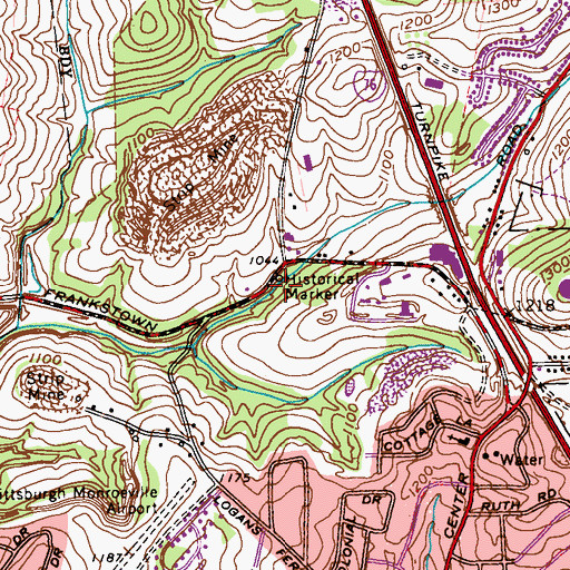 Topographic Map of O'Brien Airport (historical), PA