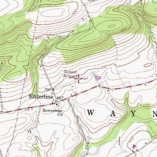 Topographic Map of Gusler Airport, PA