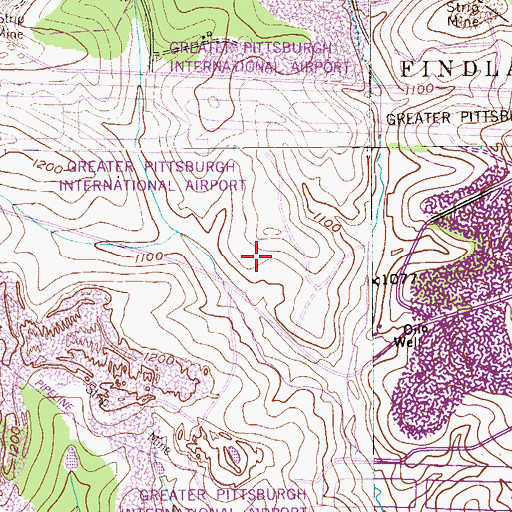 Topographic Map of Pittsburgh International Airport, PA