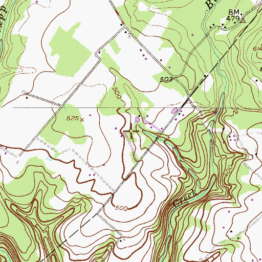 Topographic Map of Cedar Acres Private Group Airport, PA