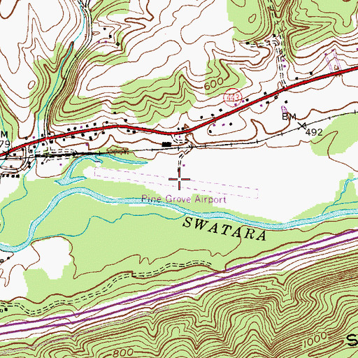 Topographic Map of Pine Grove Airport (historical), PA