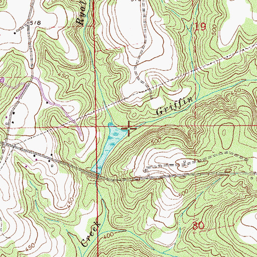 Topographic Map of Griffin Branch, AL