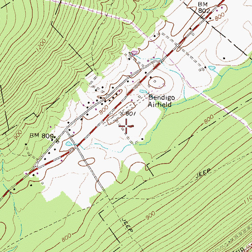 Topographic Map of Bendigo Airport, PA