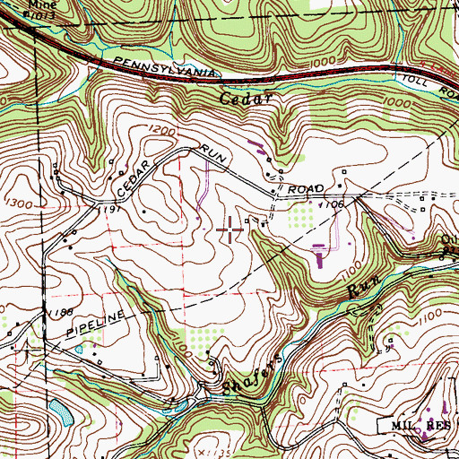 Topographic Map of Cedar Run Airport, PA