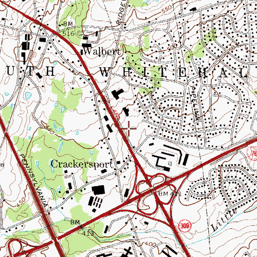 Topographic Map of Butz Airport, PA