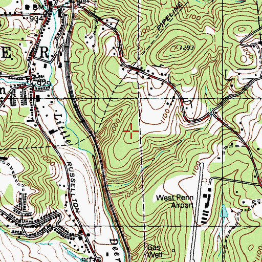 Topographic Map of Pittsburgh Northeast Airport, PA