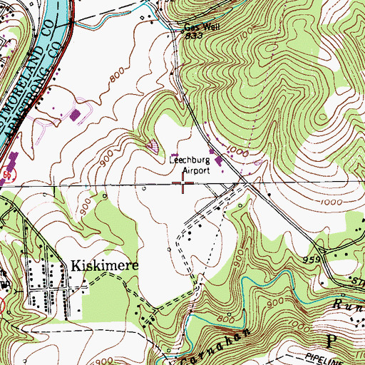 Topographic Map of Leechburg Airport (historical), PA