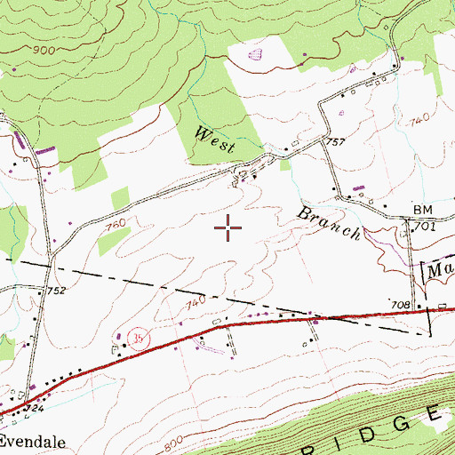 Topographic Map of Shelley Private Airport (historical), PA