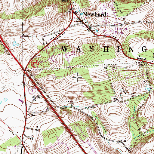 Topographic Map of Schneck Airport (historical), PA