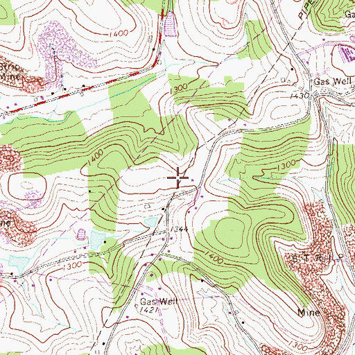 Topographic Map of Rayne Airport, PA
