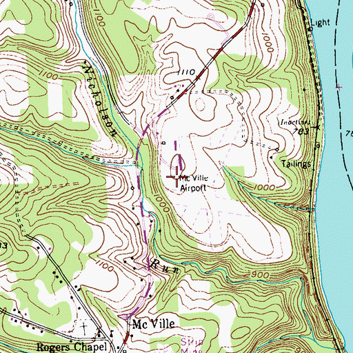 Topographic Map of McVille Airport, PA