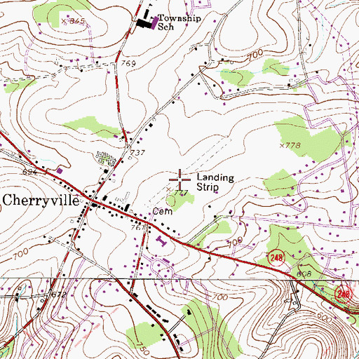 Topographic Map of Dieters Airport (historical), PA