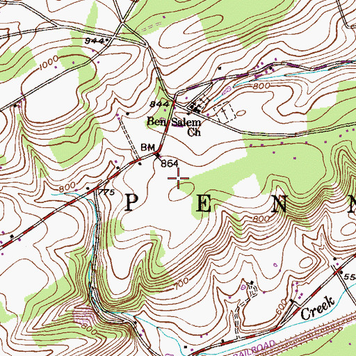 Topographic Map of East Penn Airport, PA