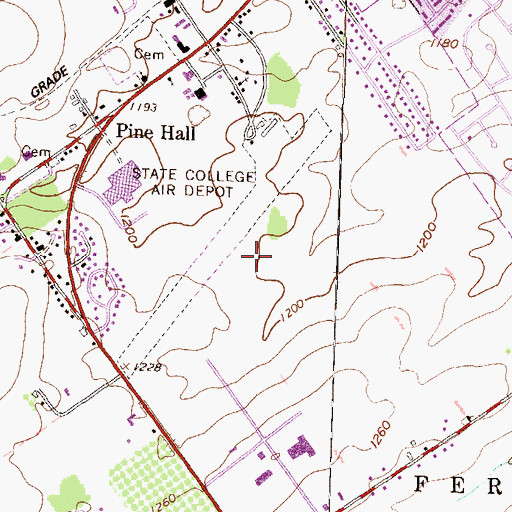 Topographic Map of State College Air Depot, PA