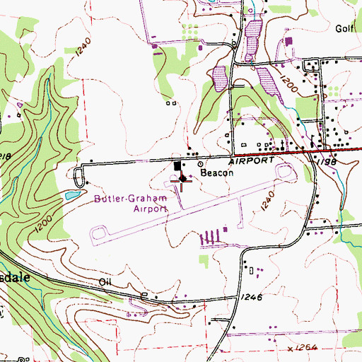 Topographic Map of Butler County Airport/K W Scholter Field, PA