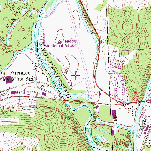 Topographic Map of Zelienople Municipal Airport, PA
