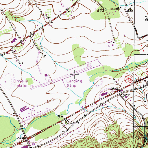 Topographic Map of Jake Arner Memorial Airport, PA