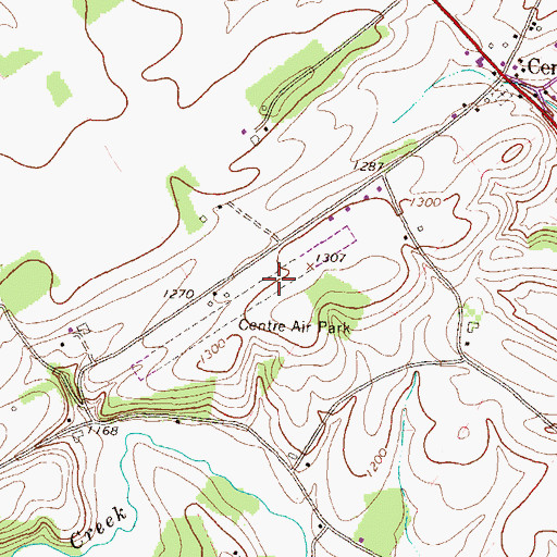 Topographic Map of Centre Airpark, PA