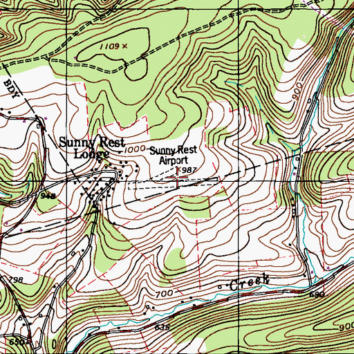 Topographic Map of Sunny Rest Airport, PA