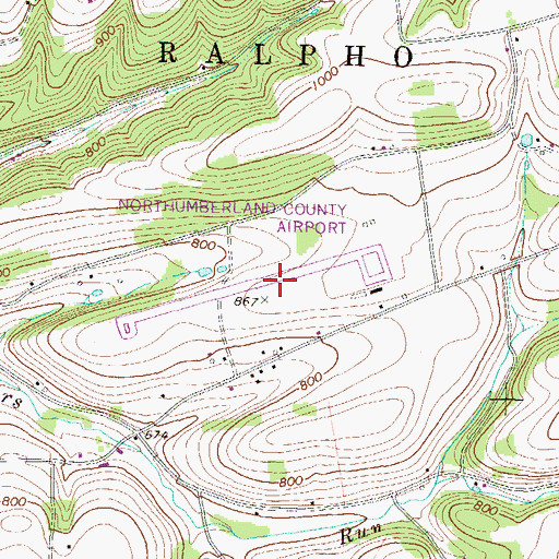 Topographic Map of Northumberland County Airport, PA