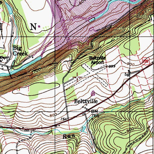 Topographic Map of Beltzville Airport, PA