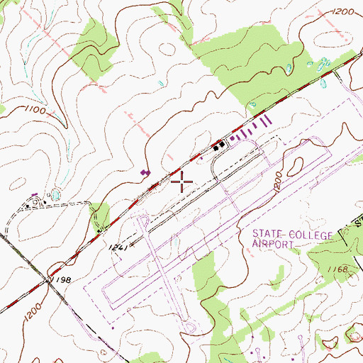 Topographic Map of University Park Airport, PA