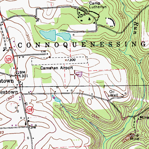 Topographic Map of Brandon Airport, PA