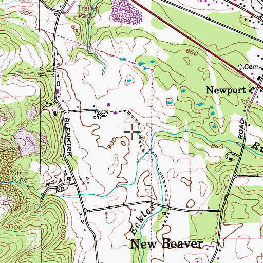 Topographic Map of Jackson Airport, PA
