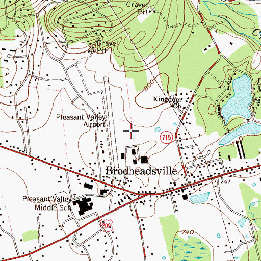Topographic Map of Pleasant Valley Airport (historical), PA