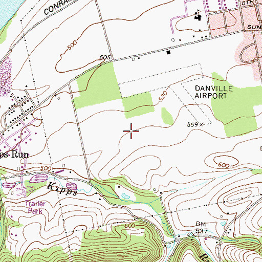 Topographic Map of Danville Airport, PA