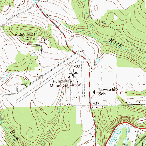 Topographic Map of Punxsutawney Municipal Airport, PA