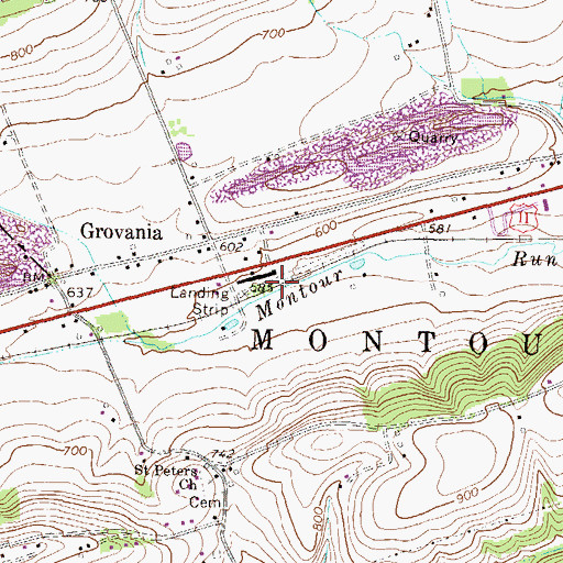 Topographic Map of Stone Castle Motel Airport, PA