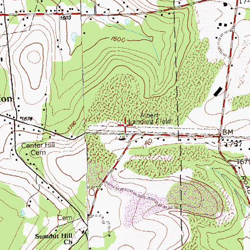 Topographic Map of Albert Airport, PA