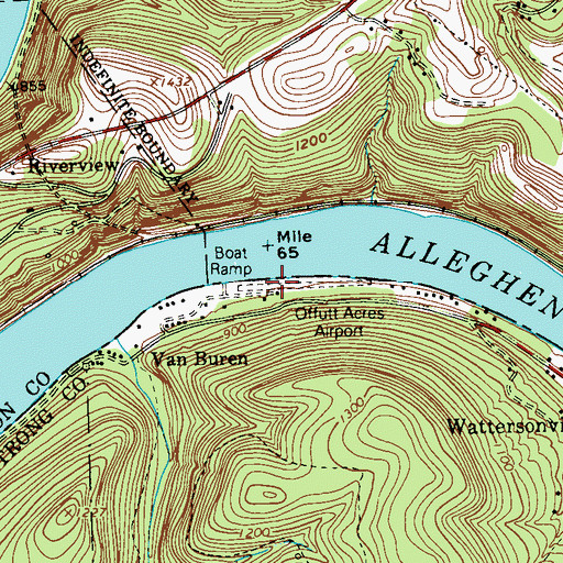 Topographic Map of Offutt Acres Airport, PA