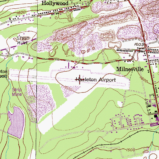 Topographic Map of Hazleton Regional Airport, PA