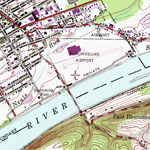 Topographic Map of Bloomsburg Municipal Airport, PA
