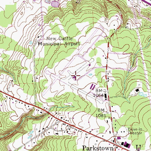 Topographic Map of New Castle Municipal Airport, PA