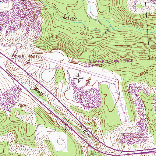 Topographic Map of Clearfield-Lawrence Airport, PA