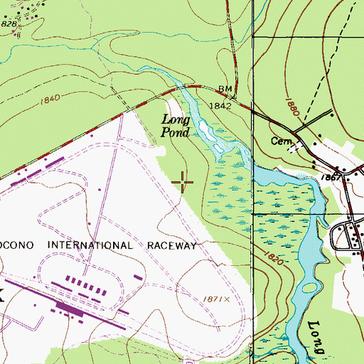 Topographic Map of Pocono Raceway Airport, PA