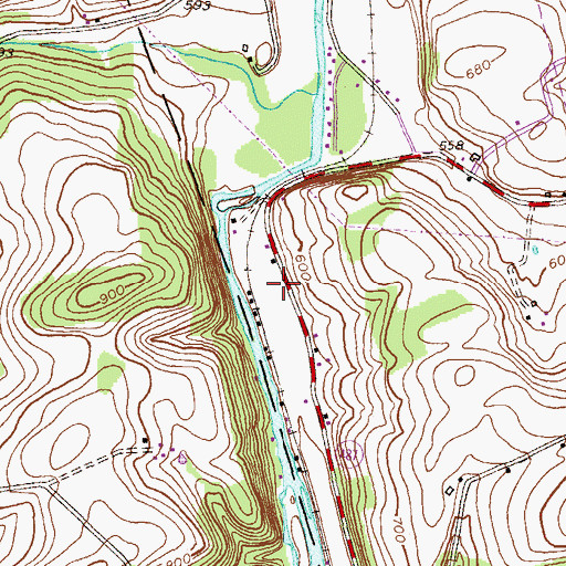 Topographic Map of Ed and Dicks Airport (historical), PA