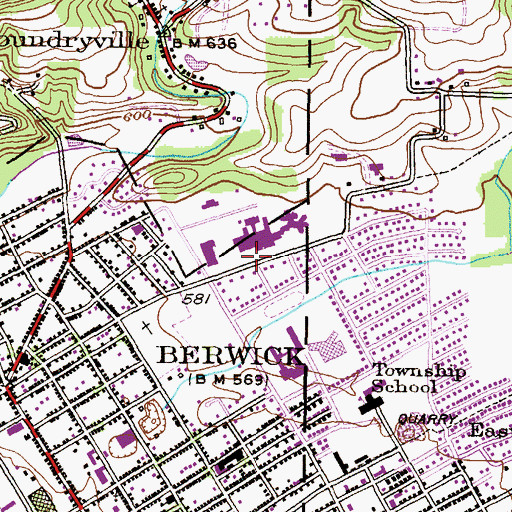 Topographic Map of Berwick Hospital Corporation Airport, PA