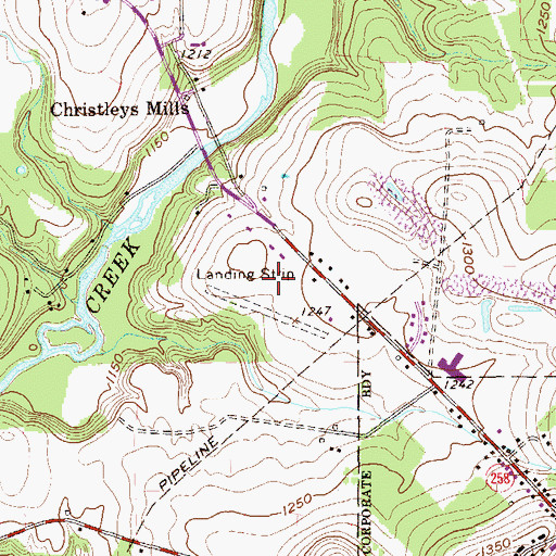 Topographic Map of Flying Acres Airport (historical), PA