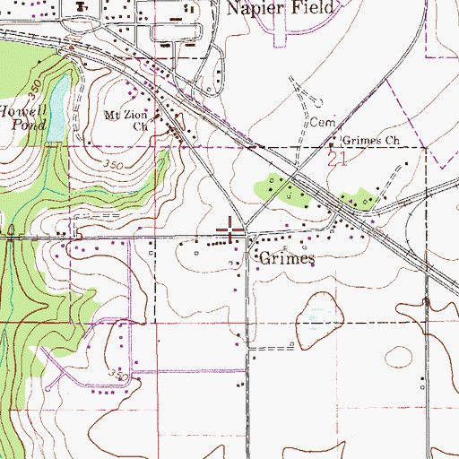 Topographic Map of Grimes, AL