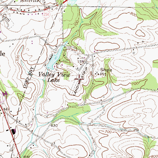 Topographic Map of Lake Airport, PA
