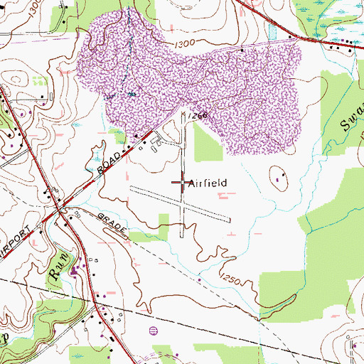 Topographic Map of August-Menzies-Monroe Airport (historical), PA