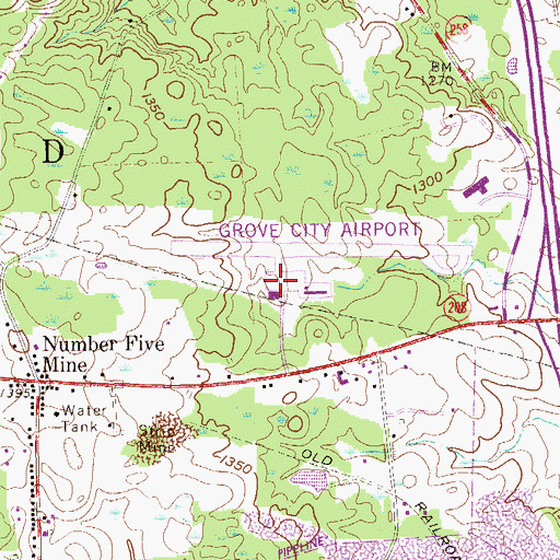 Topographic Map of Grove City Airport, PA