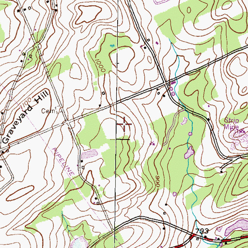 Topographic Map of Sutliff Private Airport (historical), PA