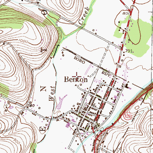 Topographic Map of Benton Airport, PA